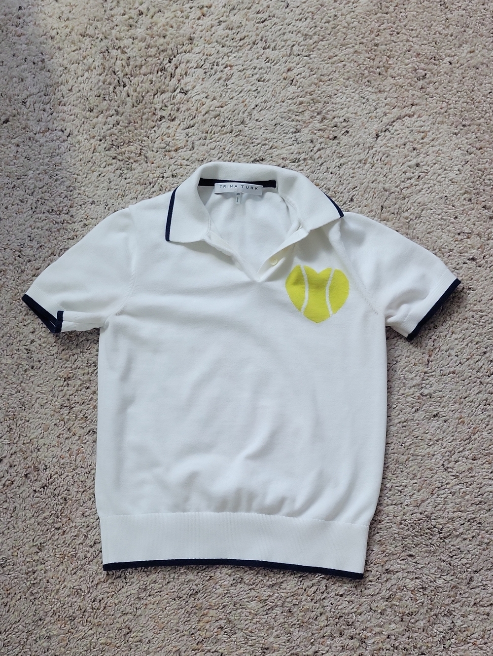Tina Turk White Polo with Yellow Tennis Heart